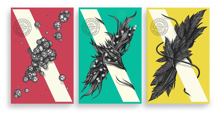 Book covers from Jeff Vandermeer's Southern Reach trilogy.
