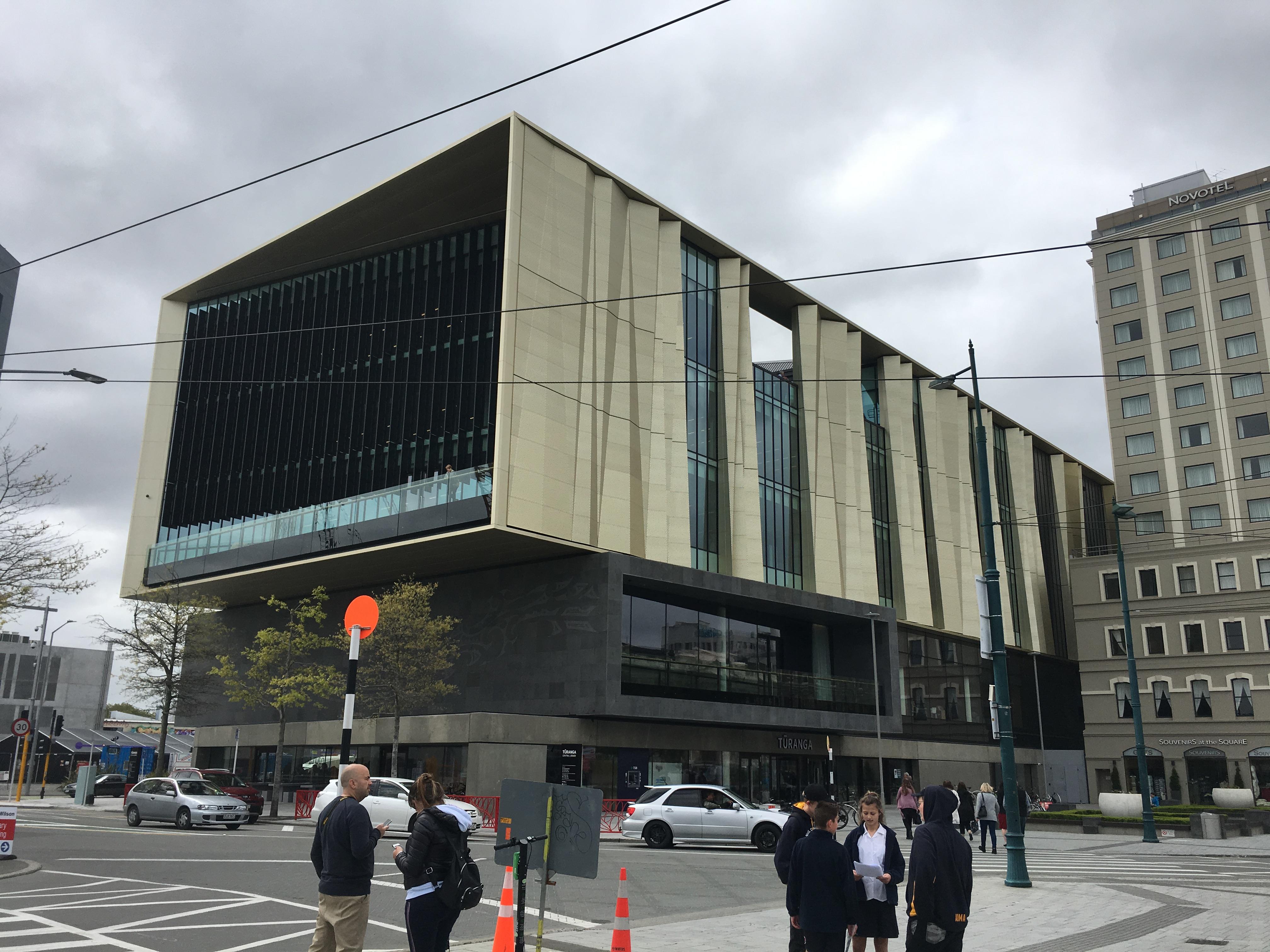 Exterior of Turanga Central Library, Christchurch, New Zealand