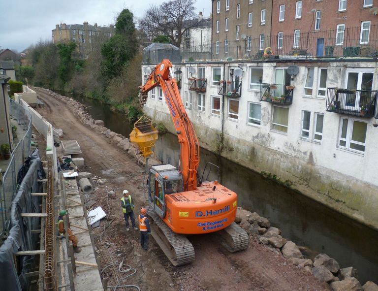 Construction_of_flood_defences,_Bonnington_Bridge_Edinburgh_2012